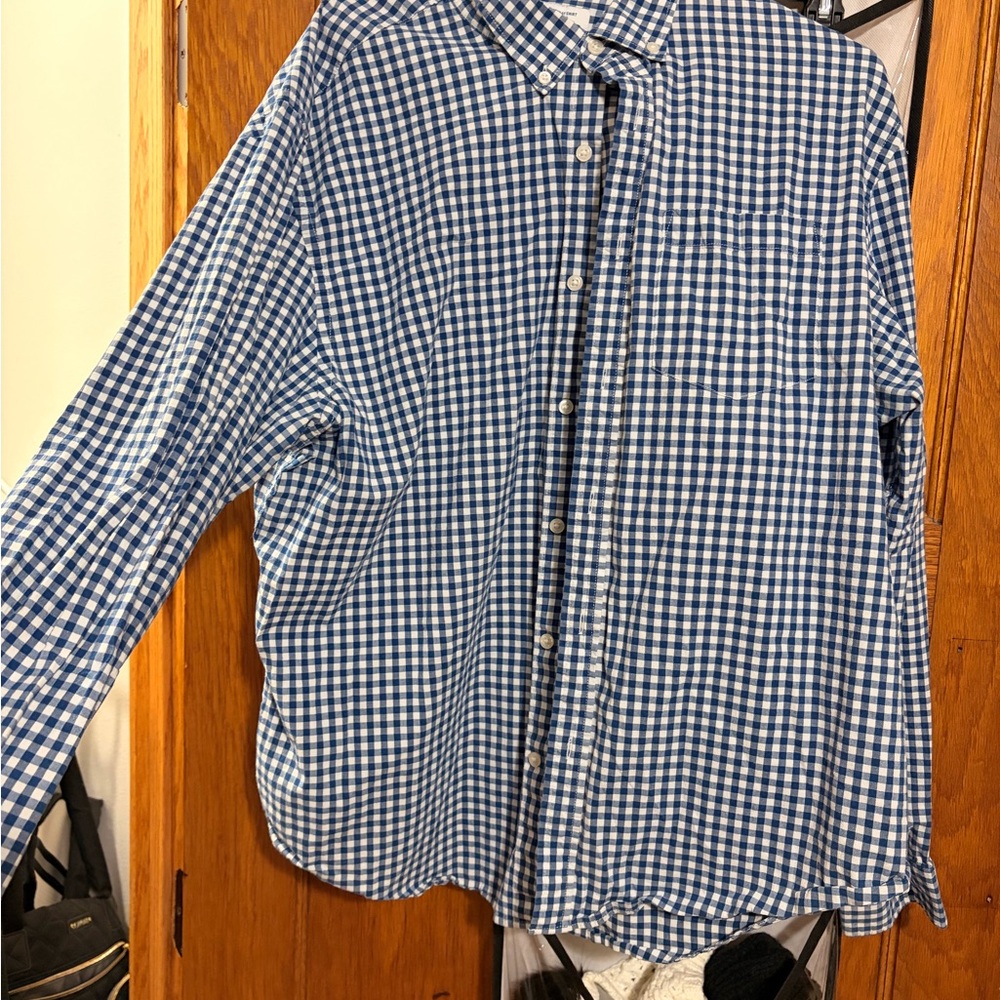 Old Navy Blue and White Gingham Shirt